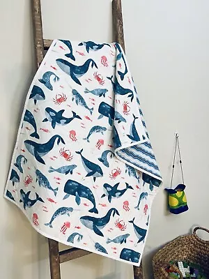 $95 • Buy Baby Toddler Quilt Blanket HANDMADE Ocean Animals Crib Play Mat Baby Shower Gift