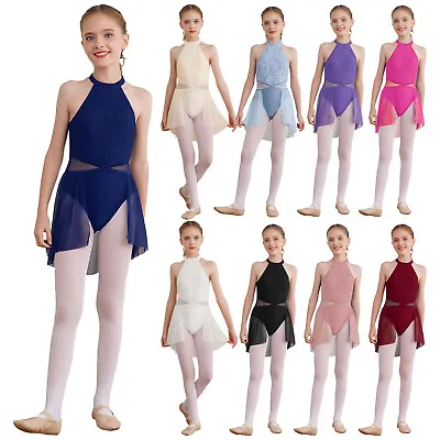 Girls Ballet Modern Dance Dress Figure Ice Skating Gymnastics Leoatrd Dancewear • £11.23