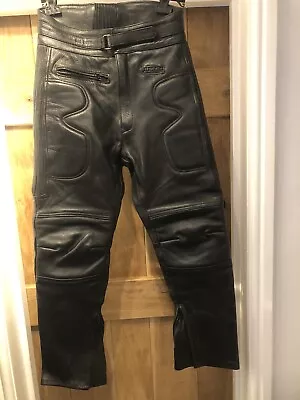 Leather Motorcycle Trousers Men’s Size 32 Vgc Rhino Biker High Protection • £29.99