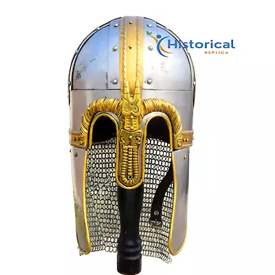 Viking Helmet Medieval LARP SCA Knight Chainmail Costume IMA-HLMT-003 • $179.90