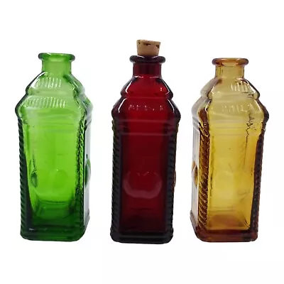 Wheaton Ruby Red Green Amber Glass Bottle Apple Bitters New Jersey Lot Of 3 • $29.99