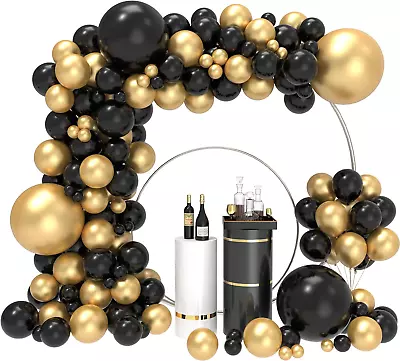 JOYYPOP 134Pcs Black And Gold Balloon Garland Arch Kit Black And Gold Party Deco • $17.03