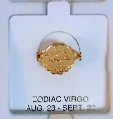 Vintage Virgo The  8/23-9/22 Zodiac Ring Adj. Sz 5-6.5 1980's New NOS • $11.99