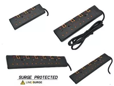 Surge Protected Switched Extension Lead Cable 2/5m Meter  3 4 5 6 Way Black Uk • £0.99