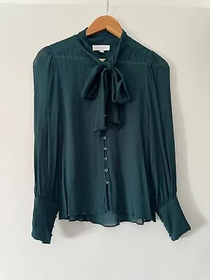 Witchery Georgette Pussy Bow Blouse Green Size 6 • $10