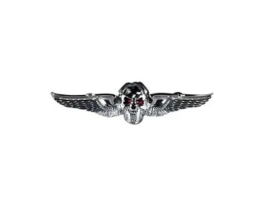 Universal Emblem Badge Decal Sticker 3D Wing Skull Chrome ABS 10.5  X 2-5/8  • $9.49