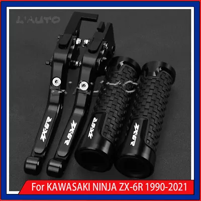 Black For KAWASAKI NINJA ZX6R 1990-2021 Brake Clutch Levers Handlebar Grips C • $42.02