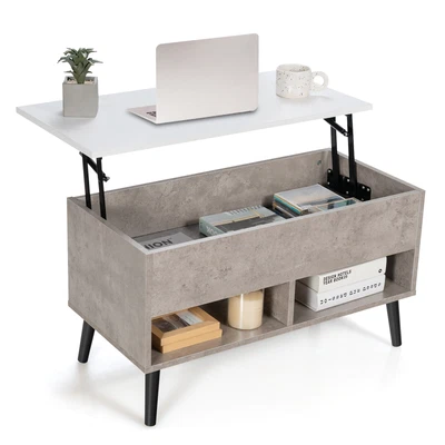 $89.90 • Buy Giantex Lift Up Top Table CoffeeTable Hidden Compartment Modern Black/Grey
