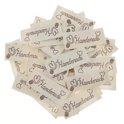 50X Handmade Heart Labels Tags Love Washable Clothing Sewing Craft Embellishment • £3.39