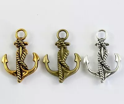 3 Nautical Anchor Charm Kit - Multi Tone Boat Rope Craft Card Jewellery Beads • £2.95