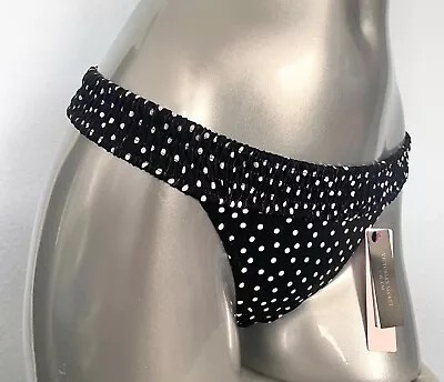 Victorias Secret Nwt Black White Dot Smocked Band Cheeky Swim Bikini Bottom • $16.99