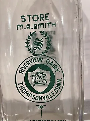 Antique CT Milk Bottle Riverview Dairy Thompsonsville CONN • $24.95