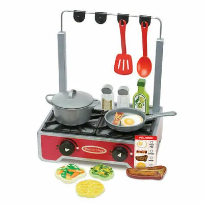 Melissa & Doug  Wooden Cooktop 19 Piece Chef Cooking Food Play Set 19288 Wooden • £44.99