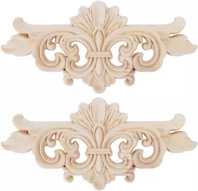Wood Appliques Carved Onlays For Furniture Unpainted Corner DIY Decoration Flo • $14.37