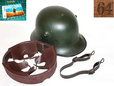 German WWI M-16 Helmet Liner Brown Leather. Size 64 Chinstrap. • $57