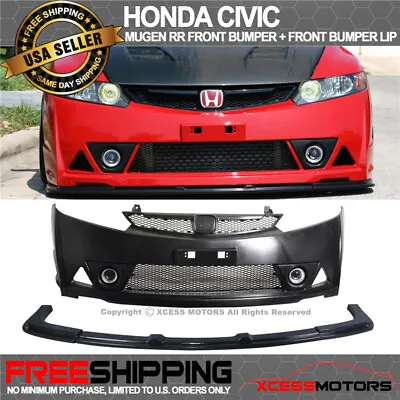 Fits 06-11 Honda Civic Mugen RR Style Front Bumper Lip + Front Bumper Unpainted • $578.99