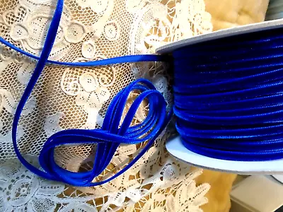 1/8  Rayon Velvet Ribbon  - Royal Blue-  Made In Japan-  - Dolls / Jewelry Bty • $2.25