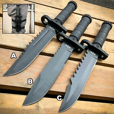 12.5  MILITARY TACTICAL Hunting FIXED BLADE Army  SURVIVAL Knife + Fire Starter • $14.20