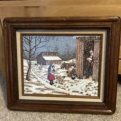 1991 C. Carson Oil Painting With Certificate Of Authenticity In 13 1/2” X 12” Fr • $30