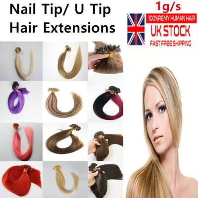 7A Best Pre Bonded 16''-22  Double Drawn Nail U Tip Human Hair Extension 1g/s UK • £33.33