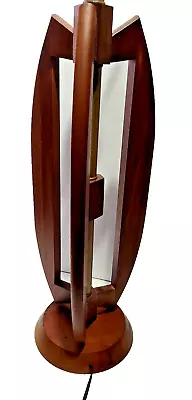 Vtg 38  Danish Mid Century Modern Walnut Brass Table Lamp Modeline Era • $149