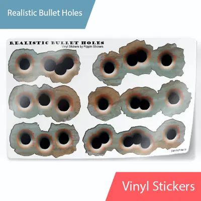 $5.99 • Buy Realistic Bullet Hole 3D Stickers Vinyl Decals Rapid Fire Rusty Look 1  X 3 