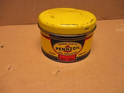 Vintage Antique Pennzoil No. 706 Grease Tin Can Full Supreme Quality Bearing • $35