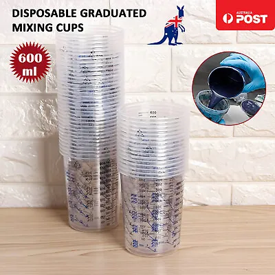 50/100Pcs Disposable Graduated Mixing Cups Measuring Ratios Paint UV Resin Epoxy • $24.69