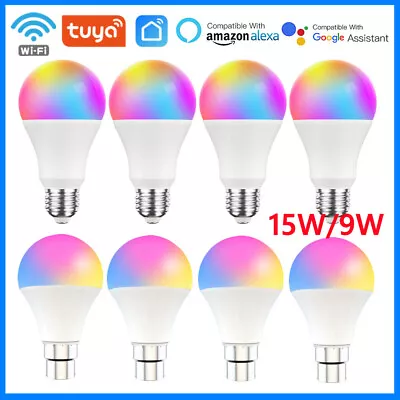 $15.77 • Buy E27/B22 WiFi 15W Smart LED Light Bulb RGB Globe Color Lamp For Alexa Google Home