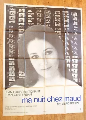 MY NIGHT AT MAUD'S Eric Rohmer Original LARGE French Movie Poster '69 • $229