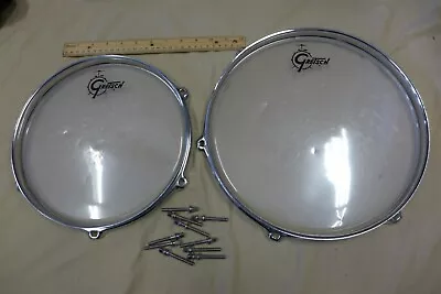 2 Vintage GRETSCH Drum Rims/Hoops (10  & 12 ) And Heads • $51.27