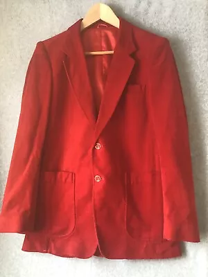 Barrage California Mens 38R Red Jacket Blazer Velvet Smoking Valentine's Lean • $63.32