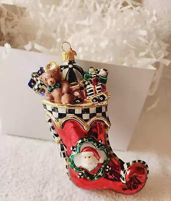 Mackenzie-Childs Stocking Of Gifts Glass Ornament NEW!! • $111