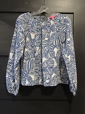 Lilly Pulitzer Top Seersucker Blue/White Palm Leaves Small *NWOT* • $30