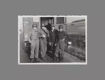 WW2 Photo U.S. Battalion Sergeants 43rd Infantry Transport Truck • $35.50