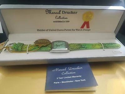 Vintage Watch Marcel Drucker New  Genuine Leather Snake Skin Green Watch • $38