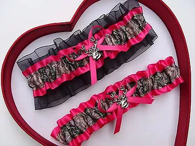 NEW Mossy Oak Camouflage Camo Hot Pink Black Wedding Garter Prom Hunting Deer** • $12.01