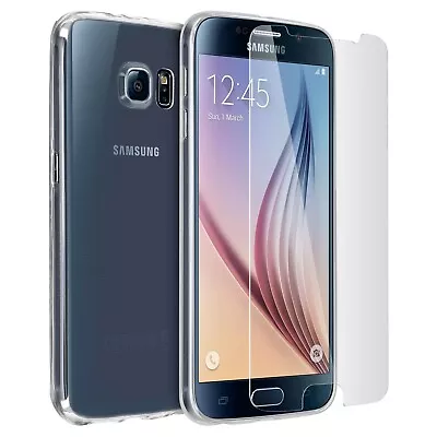 For SAMSUNG GALAXY S6 CLEAR CASE + TEMPERED GLASS SCREEN PROTECTOR SHOCKPROOF • $9.69