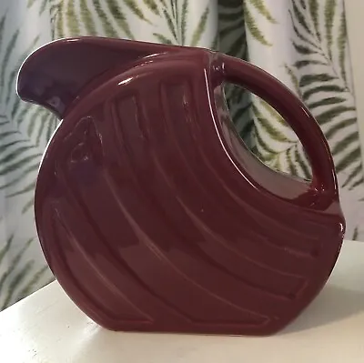 1940’s Alamo Pottery Wine Color Water Pitcher With Sculpted Ice Lip Vintage MCM • $25
