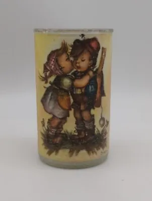Vintage Sugar Frosted Glass Candle Holder Hummel Girl Kissing Boy 5  Used • $15.50