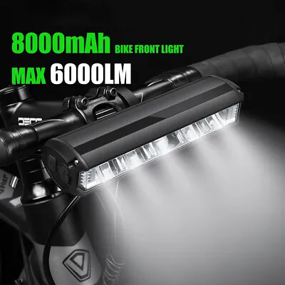  Bicycle Light Front 6000Lumen Bike Light 8000mAh Waterproof Flashlight Charging • $58.77