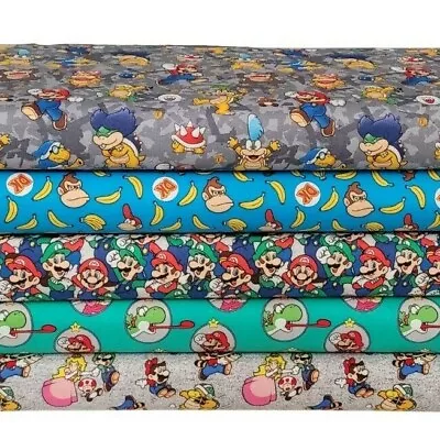 Nintendo Mario Luigi Donkey Kong -PICK PRINT- Cotton Fabric By The 1/4 Yard • $5.99