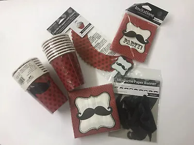 Mustache Madness Party Kit-Invitations Cupcake Decor Napkins Cups And More! • $10