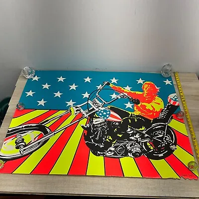 EASY RIDER MOTORCYCLE VINTAGE 1971 BLACKLIGHT POSTER SUPER CYDE 43.5 X33.5  P10 • $170