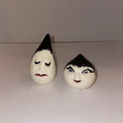 Vtg Drip And Drop Anthropomorphic Salt And Pepper Shakers  Black White • $14.99