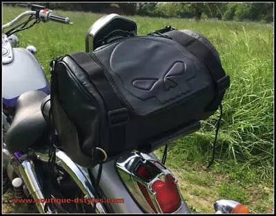 Bag Leather Saddlebag For Sissy BAR Custom Motorcycle Harley Shadow Virago Ect • $95.65