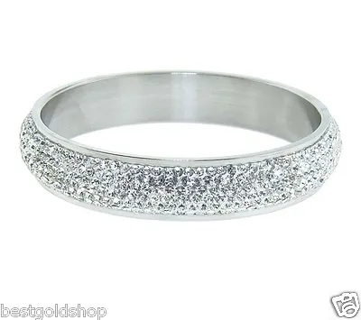 QVC Pave Crystal Round Band Style Bangle Bracelet Stainless Steel By Design  • $34.22