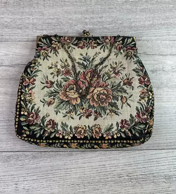 Vintage Walborg Courting Couple Tapestry/Carpet Kiss Lock Purse Bag France • $24.96