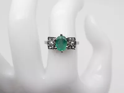 Antique 1920s $5000 2.33ct Colombian Emerald Mine Cut Diamond Platinum Ring 4g • $950