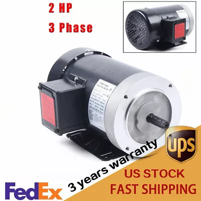 2 HP Electric Motor 3 Phase 3450RPM 56C Frame TEFC 208-230/460 Volt 5/8  Shaft • $188.10